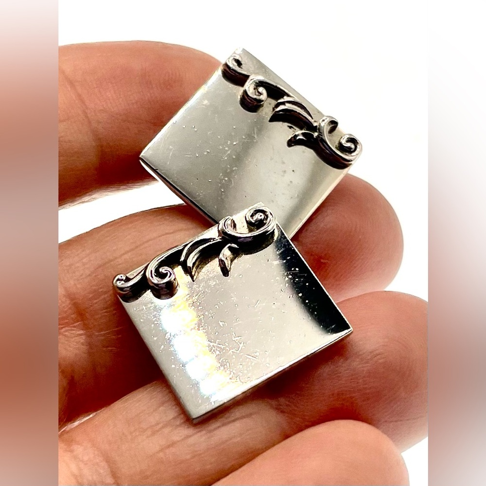 3 for $30 Vintage Signed Swank Silver Tone Cufflinks Raised Scroll Design
